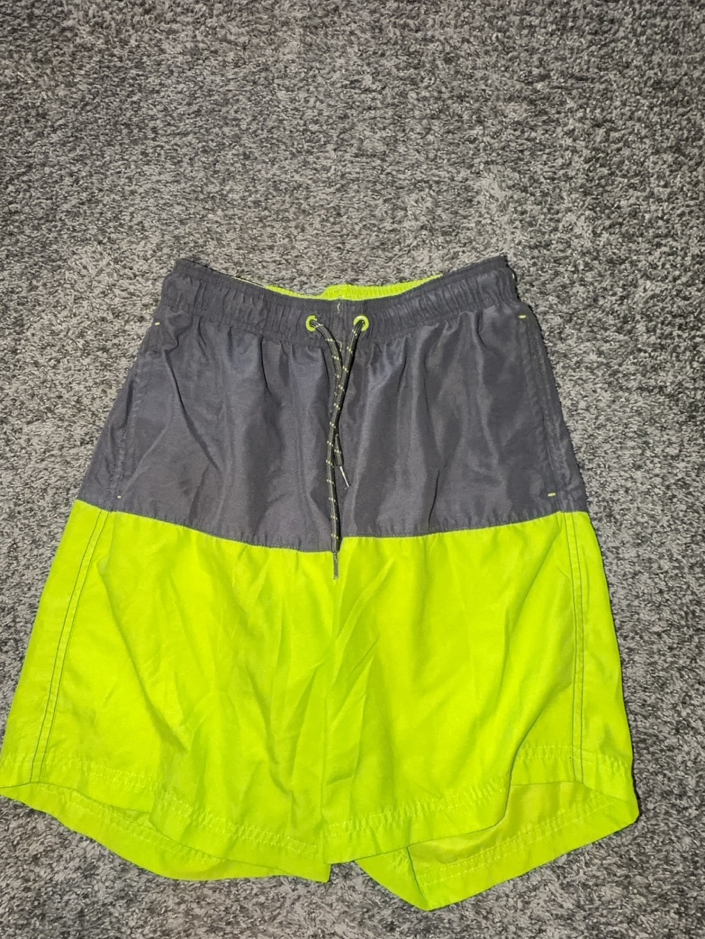 George Neon Yellow and Gray Colorblock Swim Trunks